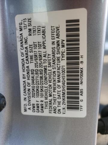 Photo 10 from auction – 2016 HONDA CR-V EX with VIN 2HKRM3H54GH510071