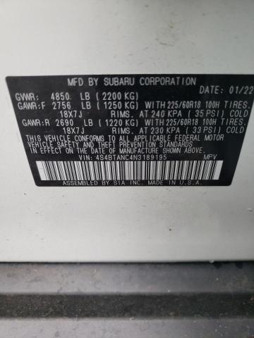 Photo 10 from auction – 2022 SUBARU OUTBACK LI with VIN 4S4BTANC4N3189195