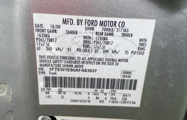 Photo 10 from auction – 2010 FORD F150 SUPER with VIN 1FTEW1E80AFA83937