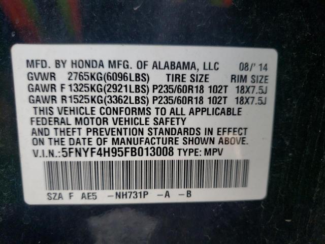 Photo 10 from auction – 2015 HONDA PILOT TOUR with VIN 5FNYF4H95FB013008
