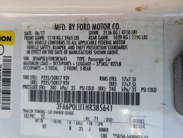 Photo 10 from auction – 2017 FORD FUSION SE with VIN 3FA6P0LU1HR385641