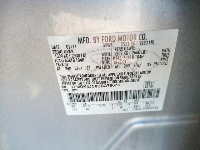Photo 10 from auction – 2011 FORD EDGE SEL with VIN 2FMDK4JC8BBA76073
