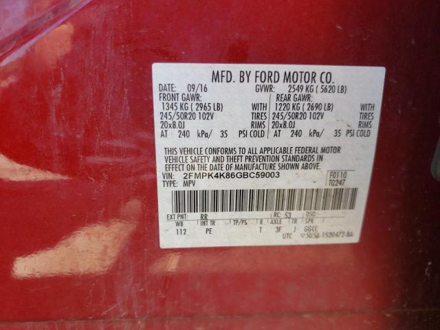 Photo 10 from auction – 2016 FORD EDGE TITAN with VIN 2FMPK4K86GBC59003