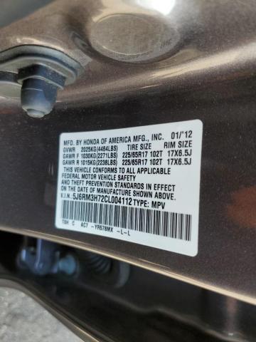 Photo 10 from auction – 2012 HONDA CR-V EXL with VIN 5J6RM3H72CL004112