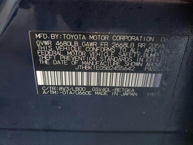 Photo 10 from auction – 2011 LEXUS ES 350 with VIN JTHBK1EG5B2455642