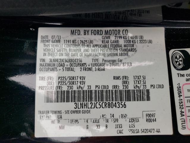 Photo 10 from auction – 2012 LINCOLN MKZ with VIN 3LNHL2JC5CR804356