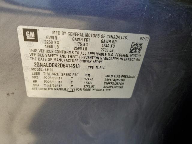 Photo 10 from auction – 2013 CHEVROLET EQUINOX LT with VIN 2GNALDEK2D6414513