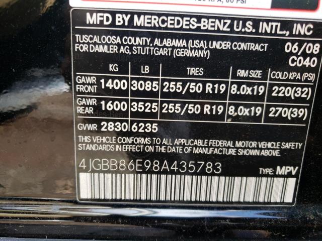 Photo 10 from auction – 2008 MERCEDES-BENZ ML 350 with VIN 4JGBB86E98A435783