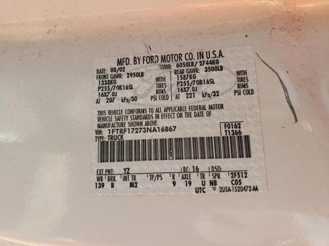 Photo 10 from auction – 2003 FORD F150 with VIN 1FTRF17273NA16867