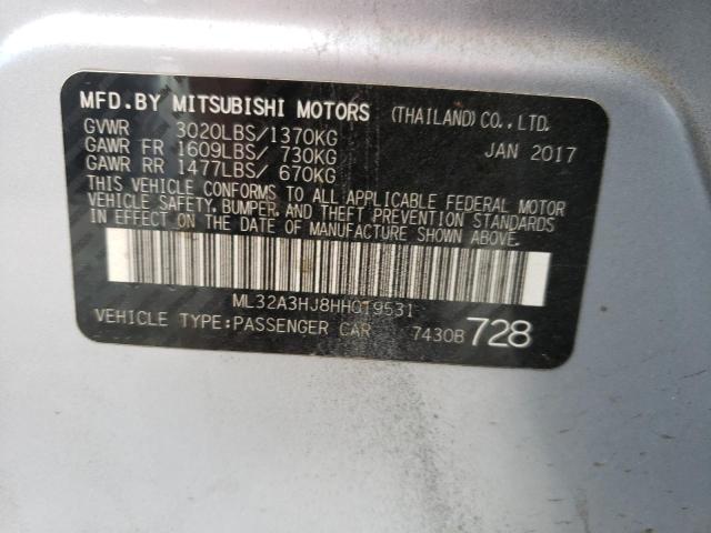 Photo 10 from auction – 2017 MITSUBISHI MIRAGE ES with VIN ML32A3HJ8HH019531