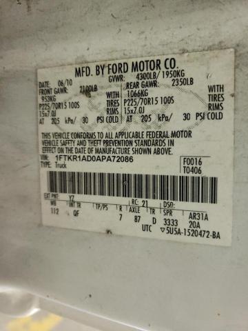 Photo 10 from auction – 2010 FORD RANGER with VIN 1FTKR1AD0APA72086