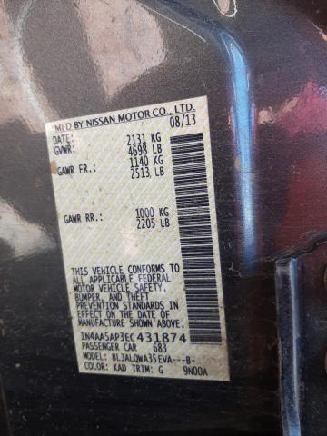 Photo 10 from auction – 2014 NISSAN MAXIMA S with VIN 1N4AA5AP3EC431874