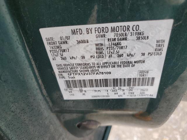 Photo 10 from auction – 2007 FORD F150 with VIN 1FTPX12V37FA78109