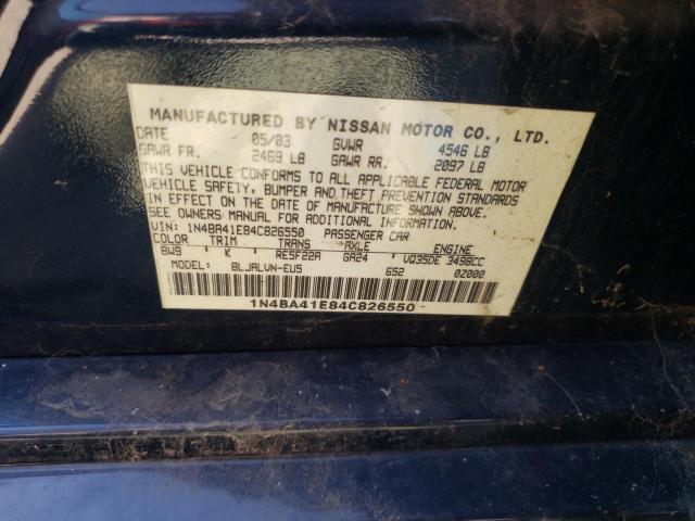 Photo 10 from auction – 2004 NISSAN MAXIMA SE with VIN 1N4BA41E84C826550