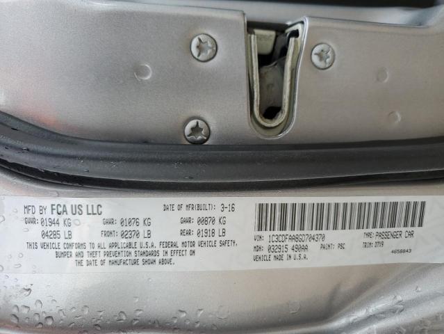 Photo 10 from auction – 2016 DODGE DART SE with VIN 1C3CDFAA8GD704370