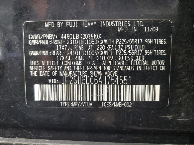 Photo 10 from auction – 2010 SUBARU FORESTER 2 with VIN JF2SH6DC6AH754551
