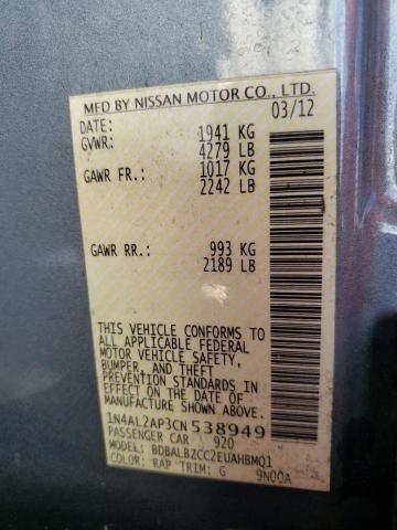 Photo 10 from auction – 2012 NISSAN ALTIMA BAS with VIN 1N4AL2AP3CN538949