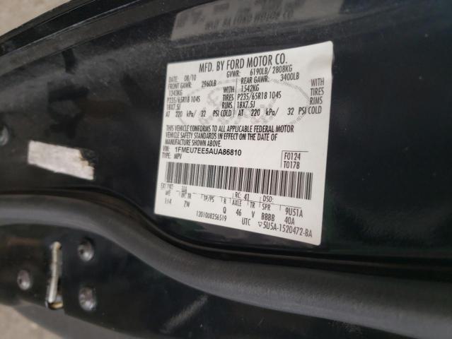 Photo 10 from auction – 2010 FORD EXPLORER E with VIN 1FMEU7EE5AUA86810