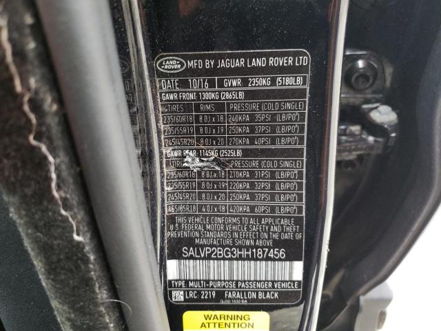 Photo 10 from auction – 2017 LAND ROVER RANGE ROVE with VIN SALVP2BG3HH187456