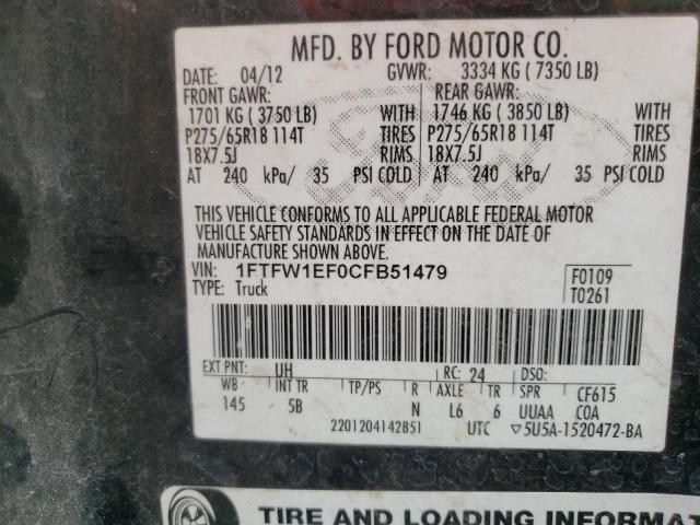 Photo 10 from auction – 2012 FORD F150 SUPER with VIN 1FTFW1EF0CFB51479