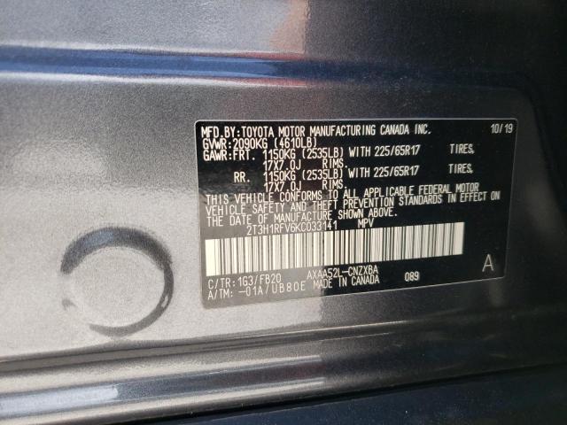 Photo 10 from auction – 2019 TOYOTA RAV4 LE with VIN 2T3H1RFV6KC033141