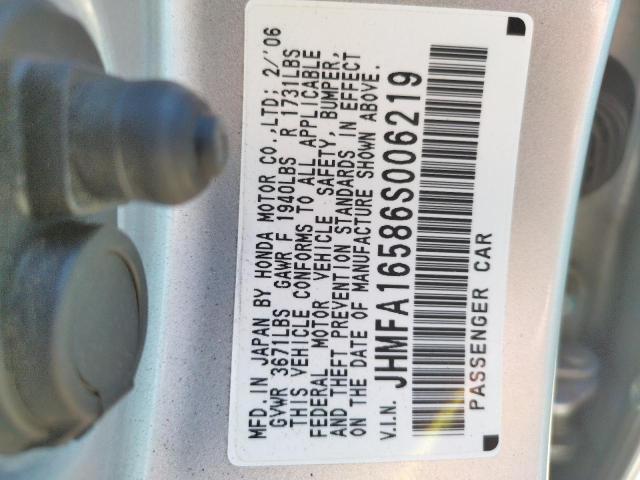Photo 10 from auction – 2006 HONDA CIVIC LX with VIN JHMFA16586S006219