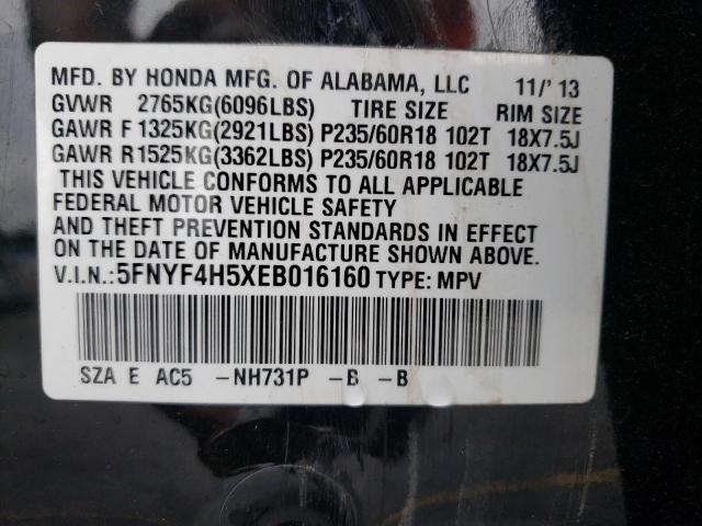 Photo 10 from auction – 2014 HONDA PILOT EXL with VIN 5FNYF4H5XEB016160