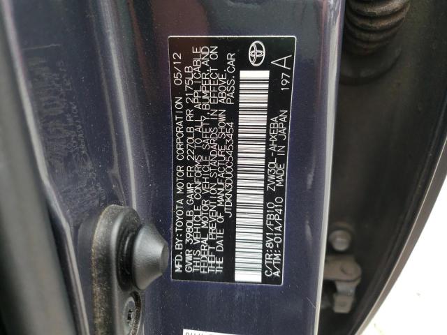 Photo 10 from auction – 2012 TOYOTA PRIUS with VIN JTDKN3DU0C5453454