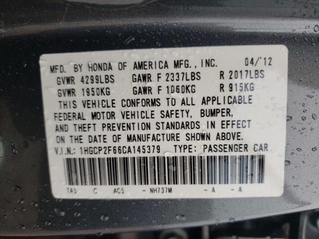 Photo 10 from auction – 2012 HONDA ACCORD SE with VIN 1HGCP2F66CA145379