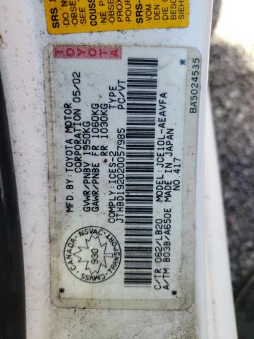 Photo 10 from auction – 2002 LEXUS IS 300 with VIN JTHBD192020057985