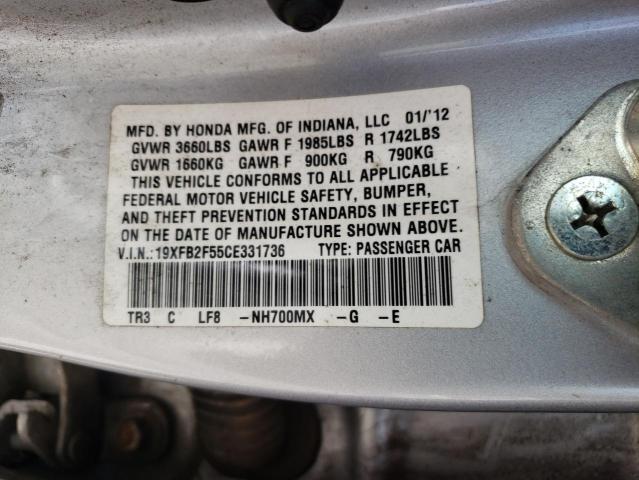 Photo 10 from auction – 2012 HONDA CIVIC LX with VIN 19XFB2F55CE331736