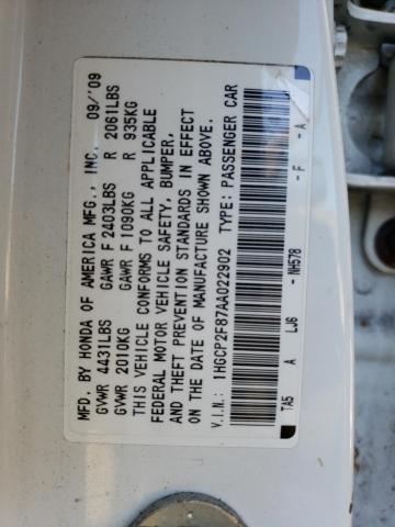 Photo 10 from auction – 2010 HONDA ACCORD EXL with VIN 1HGCP2F87AA022902