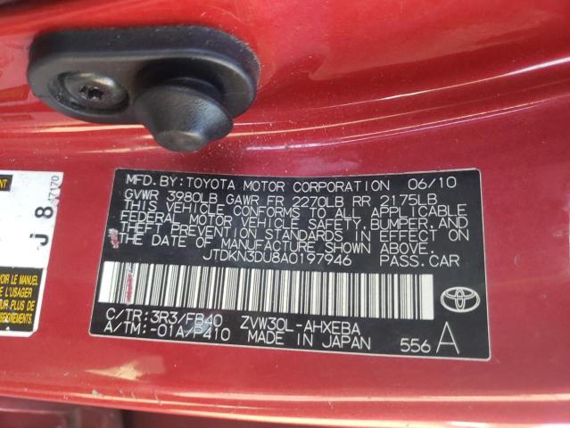 Photo 10 from auction – 2010 TOYOTA PRIUS with VIN JTDKN3DU8A0197946