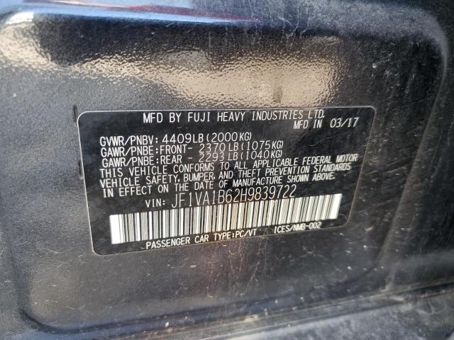 Photo 10 from auction – 2017 SUBARU WRX with VIN JF1VA1B62H9839722