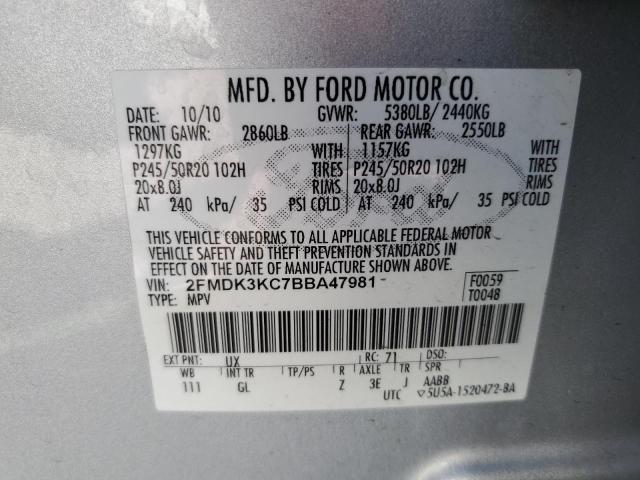 Photo 10 from auction – 2011 FORD EDGE with VIN 2FMDK3KC7BBA47981