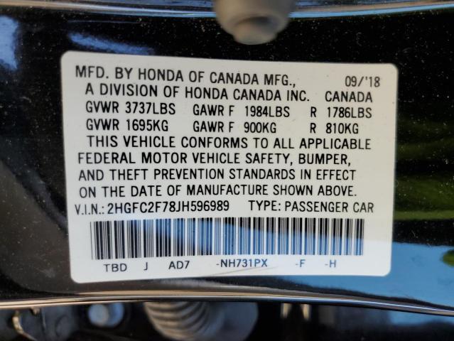 Photo 10 from auction – 2018 HONDA CIVIC EX with VIN 2HGFC2F78JH596989