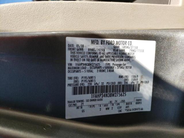 Photo 10 from auction – 2008 FORD FOCUS S/SE with VIN 1FAHP34N38W275625