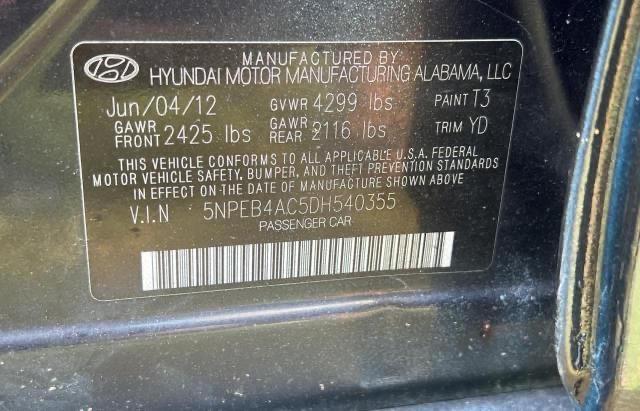Photo 10 from auction – 2013 HYUNDAI SONATA GLS with VIN 5NPEB4AC5DH540355
