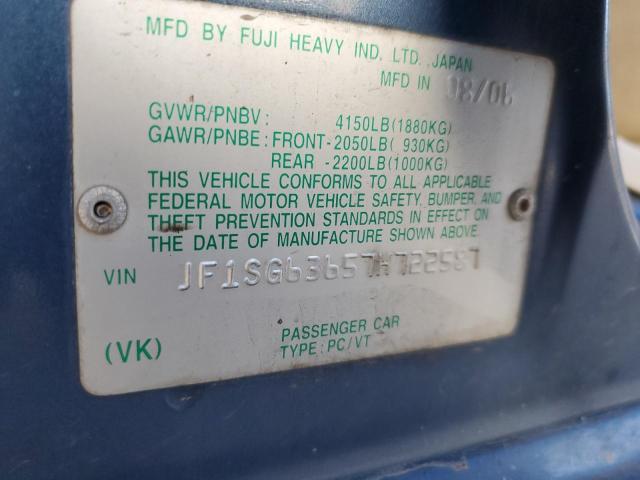 Photo 10 from auction – 2007 SUBARU FORESTER 2 with VIN JF1SG63657H722587