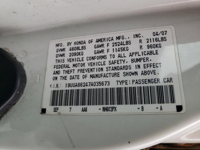 Photo 10 from auction – 2007 ACURA TL with VIN 19UUA66247A035673