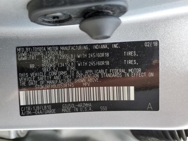 Photo 10 from auction – 2018 TOYOTA HIGHLANDER with VIN 5TDKZRFH9JS538145