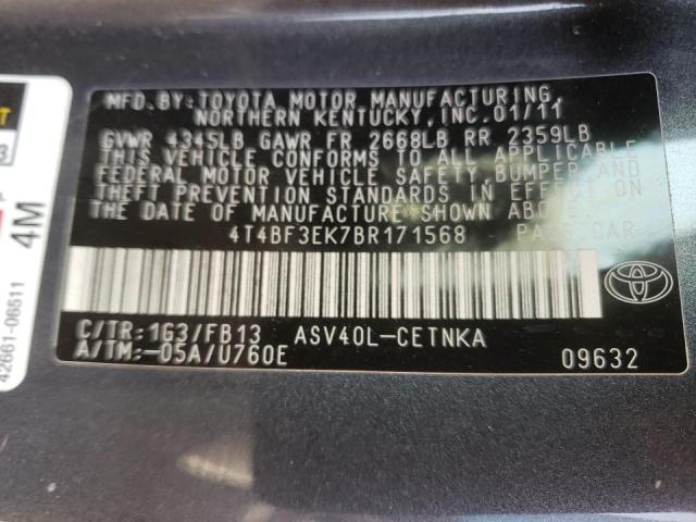 Photo 10 from auction – 2011 TOYOTA CAMRY BASE with VIN 4T4BF3EK7BR171568