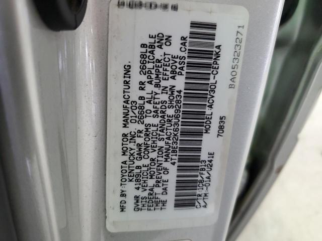 Photo 10 from auction – 2003 TOYOTA CAMRY LE with VIN 4T1BE32K63U692834