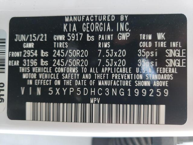 Photo 10 from auction – 2022 KIA TELLURIDE with VIN 5XYP5DHC3NG199259