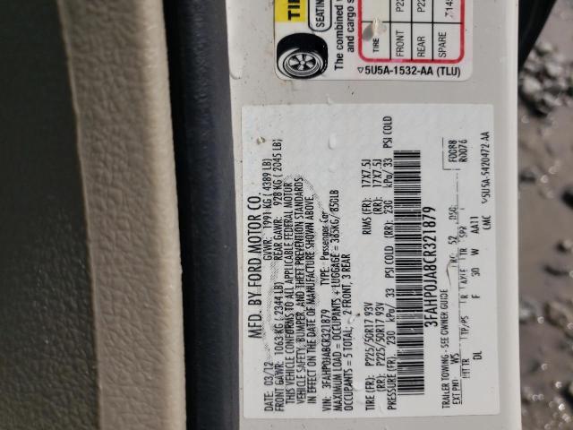 Photo 10 from auction – 2012 FORD FUSION SEL with VIN 3FAHP0JA8CR321879
