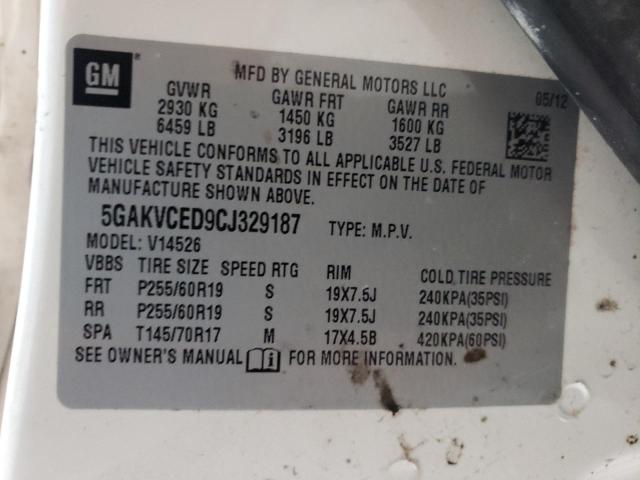 Photo 10 from auction – 2012 BUICK ENCLAVE with VIN 5GAKVCED9CJ329187