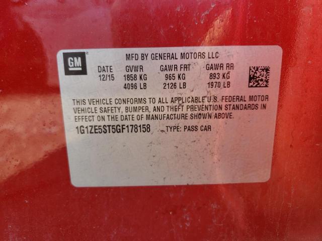 Photo 10 from auction – 2016 CHEVROLET MALIBU LT with VIN 1G1ZE5ST5GF178158