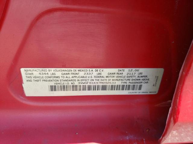 Photo 10 from auction – 2007 VOLKSWAGEN JETTA with VIN 3VWGF81K97M092533
