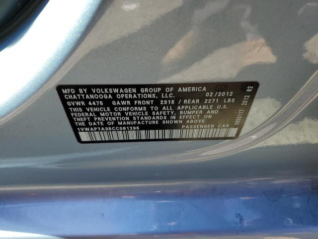 Photo 10 from auction – 2012 VOLKSWAGEN PASSAT S with VIN 1VWAP7A35CC061295