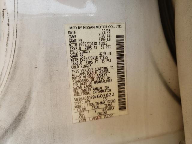 Photo 10 from auction – 2009 NISSAN ARMADA SE with VIN 5N1BA08D89N603822